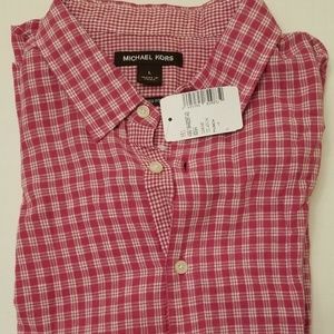 NWT Pink Linen.Cotten Michael Kors checked shirt